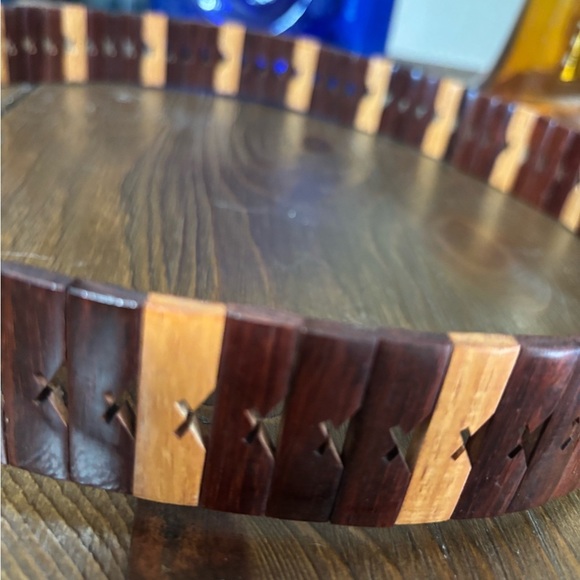 Vintage 70’s Geometric Boho Wooden Inlay Link Statement Belt Western Hippie - Picture 5 of 6